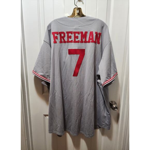 Majestic MLB Cincinnati Reds Freeman #7 Embroidered Gray Jersey Men's 3XL - Picture 2 of 11